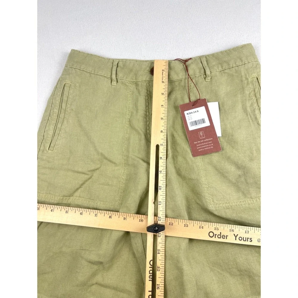 Poetry Pale Sage Heavy Linen Relaxed Straight Shorts RJ54.14.G Womens US 10 NEW